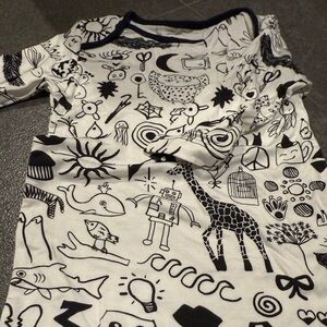 Kickee Pants Black and White Graphic Print Long-sleeve Onesie